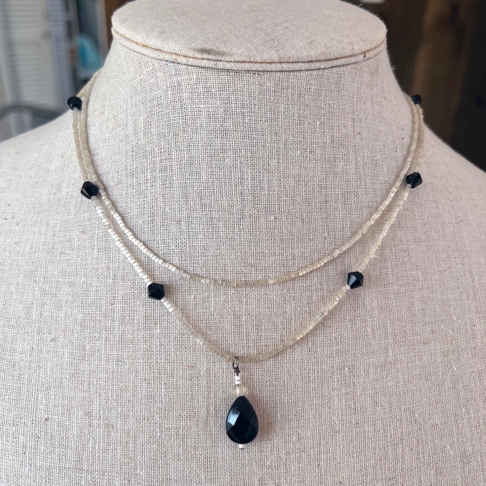 Artisan Onyx and Japanese Seed Bead Necklace
